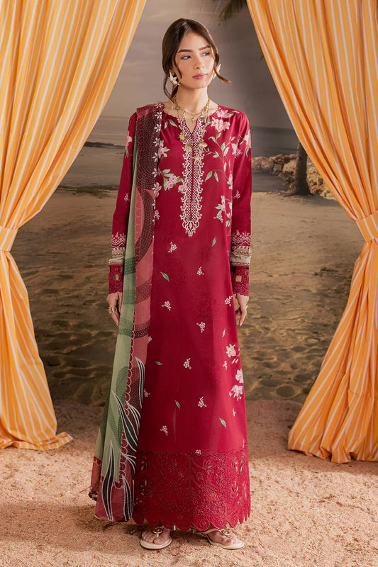 Nureh Embroidered & Printed Lawn paired Stitched 3 Piece Suit (NP-803)