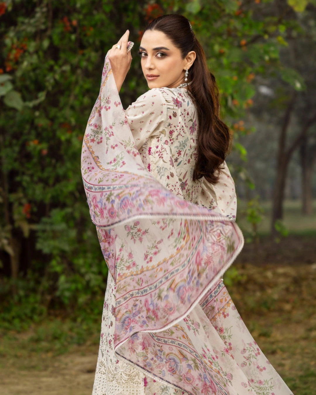ELAF PREMIUM - Chikankari - Prints Collection with Chiffon (unstitched)