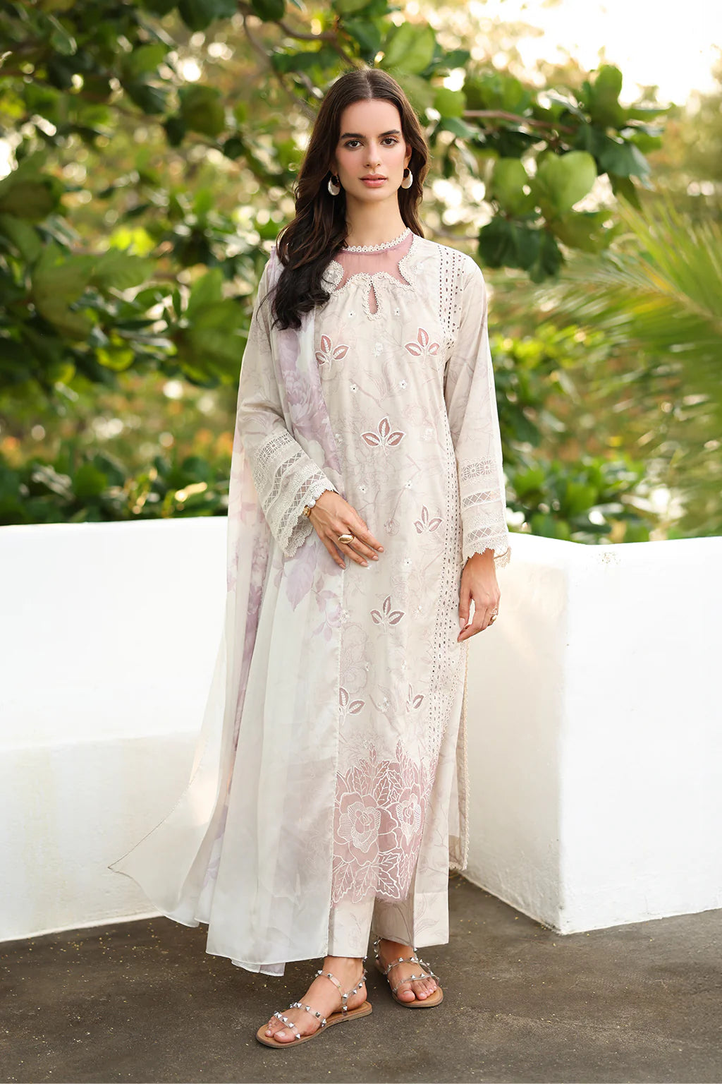 Iznik spring summerPearl White Embroidered Lawn 3 Piece stitched Suit (SS-01)