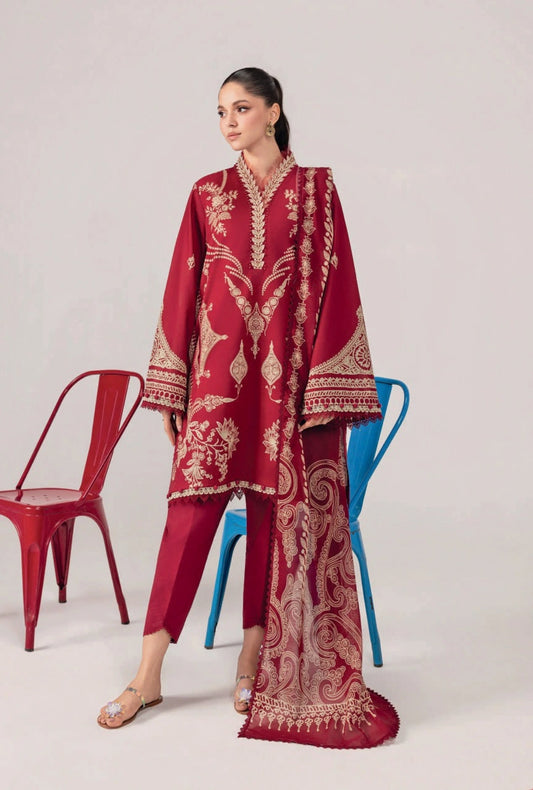 MariaB MBasics Printed & Embroidered Lawn Unstitched 3 Piece Suit (unstitched)