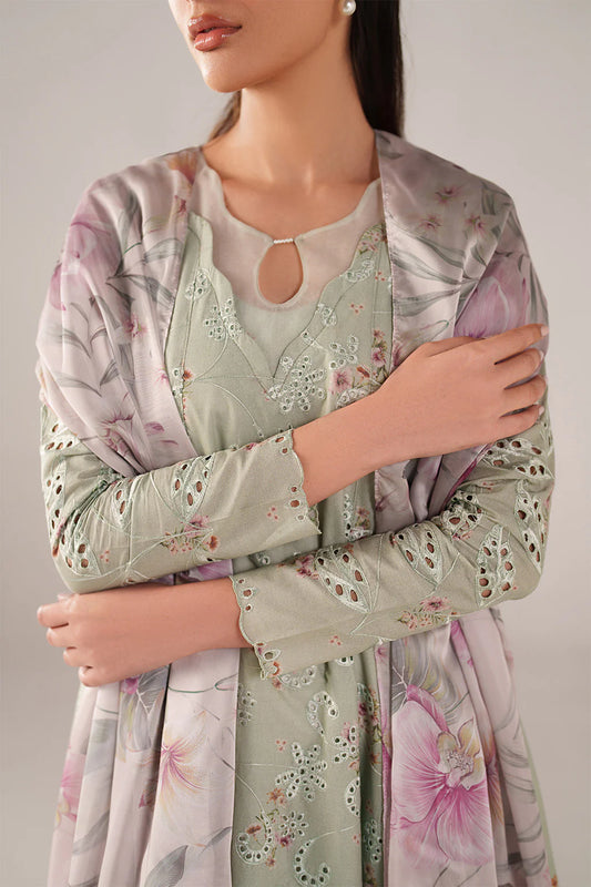 Iznik spring summer Mint Green Embroidered Lawn 3 Piece stitched Suit (SS-03)
