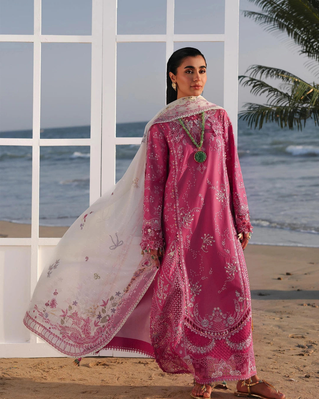 Qalamkar 3-Piece Chikankari Embroidered Luxury Lawn Suit (Unstitched) SA #13