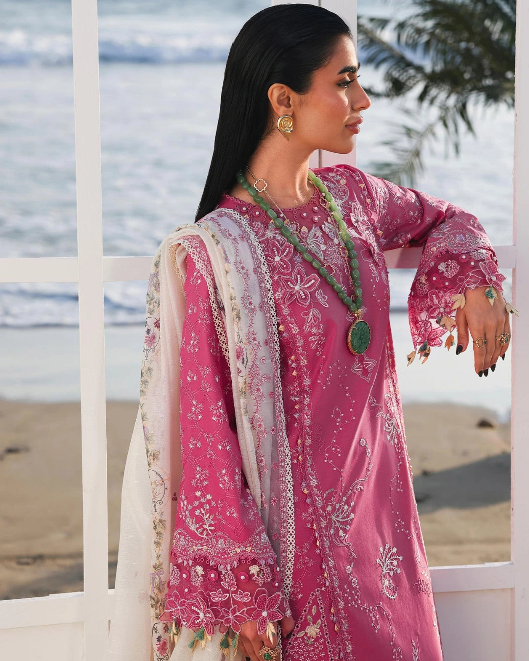 Qalamkar 3-Piece Chikankari Embroidered Luxury Lawn Suit (Unstitched) SA #13