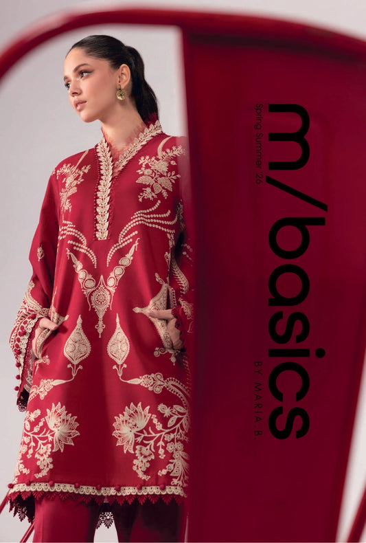 MariaB MBasics Printed & Embroidered Lawn Unstitched 3 Piece Suit (unstitched)