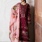 Hussain Rehar by Zun - Embroidered Lawn 3 Piece Unstitched Suit – Maroon (Kestane)