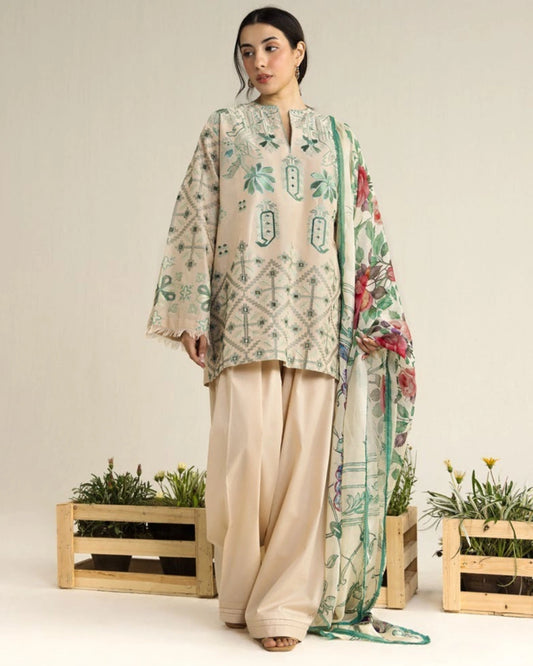 Coco By Zara Shahjahan Embroidered Lawn 3-Piece Unstitched Suit (Soren-9B)