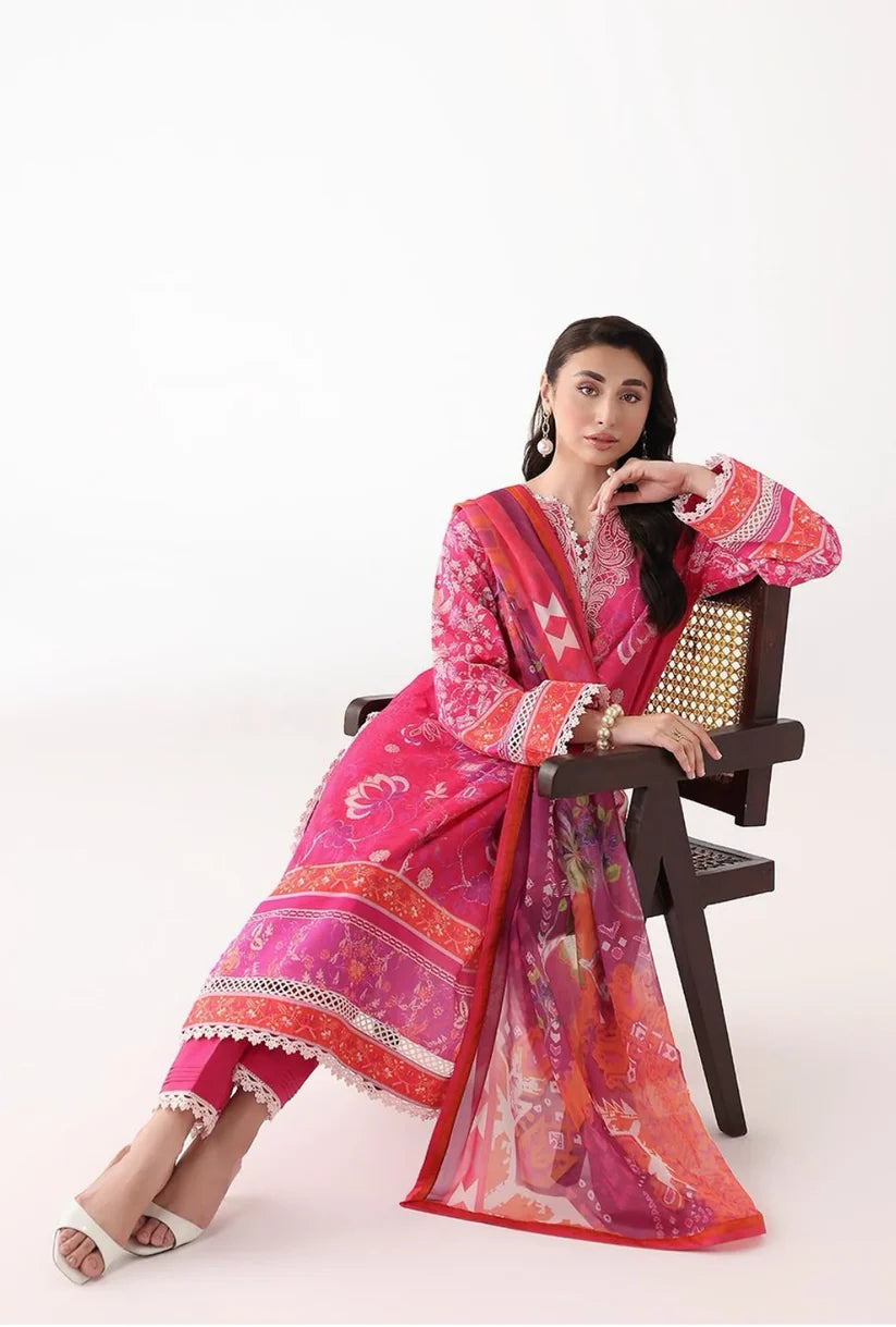 Roheenaz Rosette 3-Piece stitched Lawn Suit (Lumina)