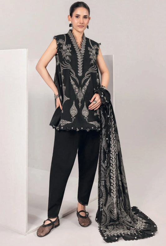 MariaB MBasics Printed & Embroidered Lawn Unstitched 3 Piece Suit (unstitched)