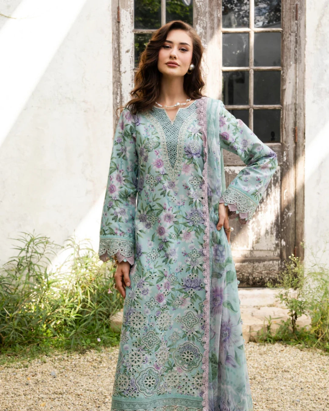 Aabyaan Shezlin Chikankari Lawn 2026 – Embroidered 3 Piece Suit (Unstitched) AZ-13