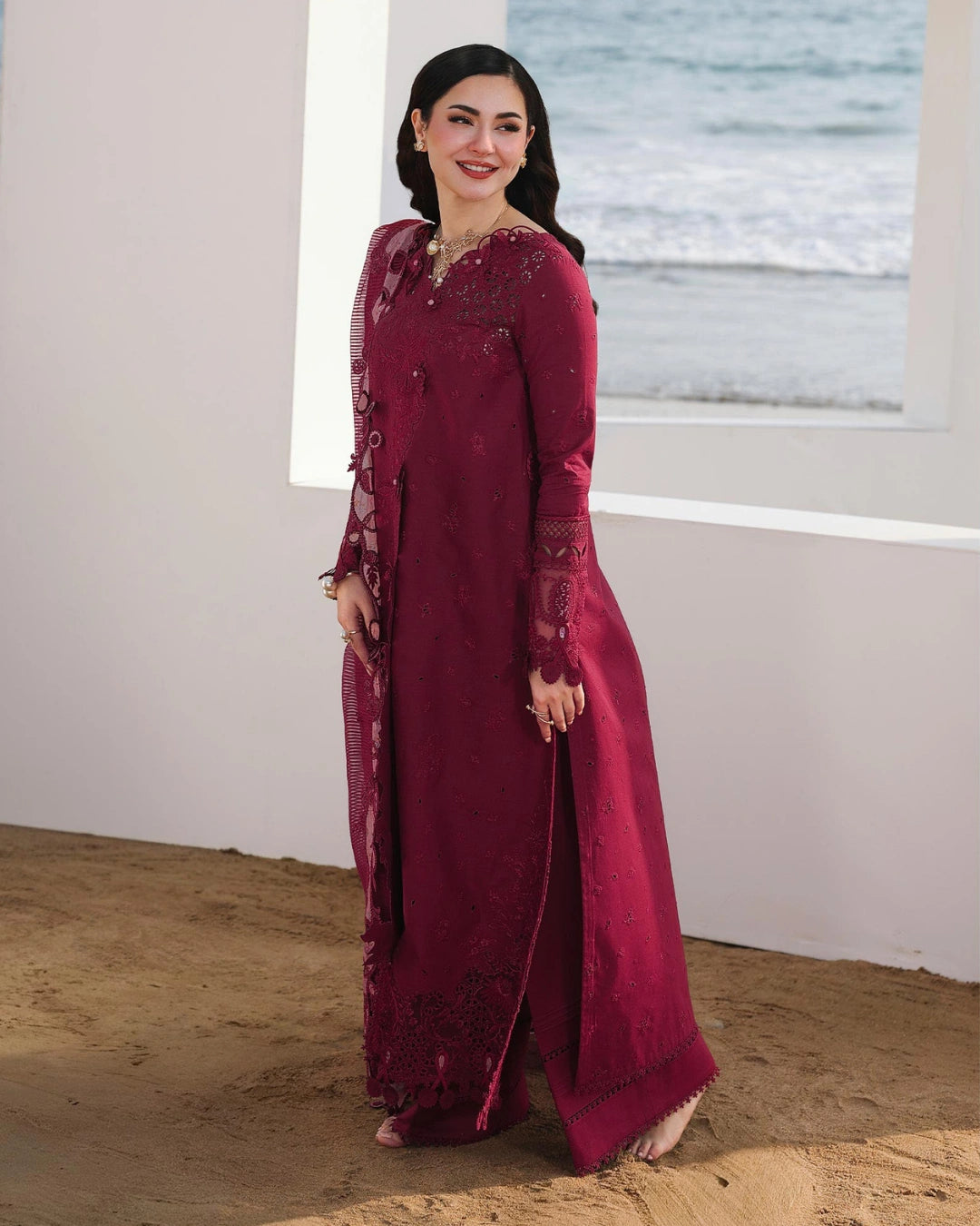 Qalamkar 3-Piece Chikankari Embroidered Luxury Lawn Suit (Unstitched) SA #14