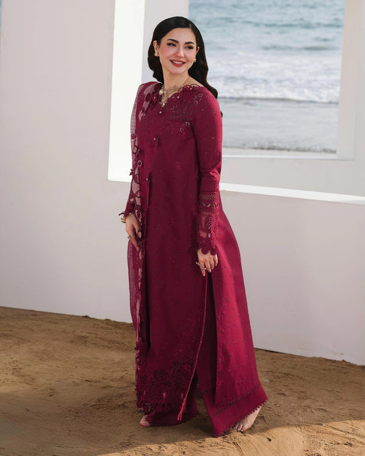 Qalamkar 3-Piece Chikankari Embroidered Luxury Lawn Suit (Unstitched) SA #14