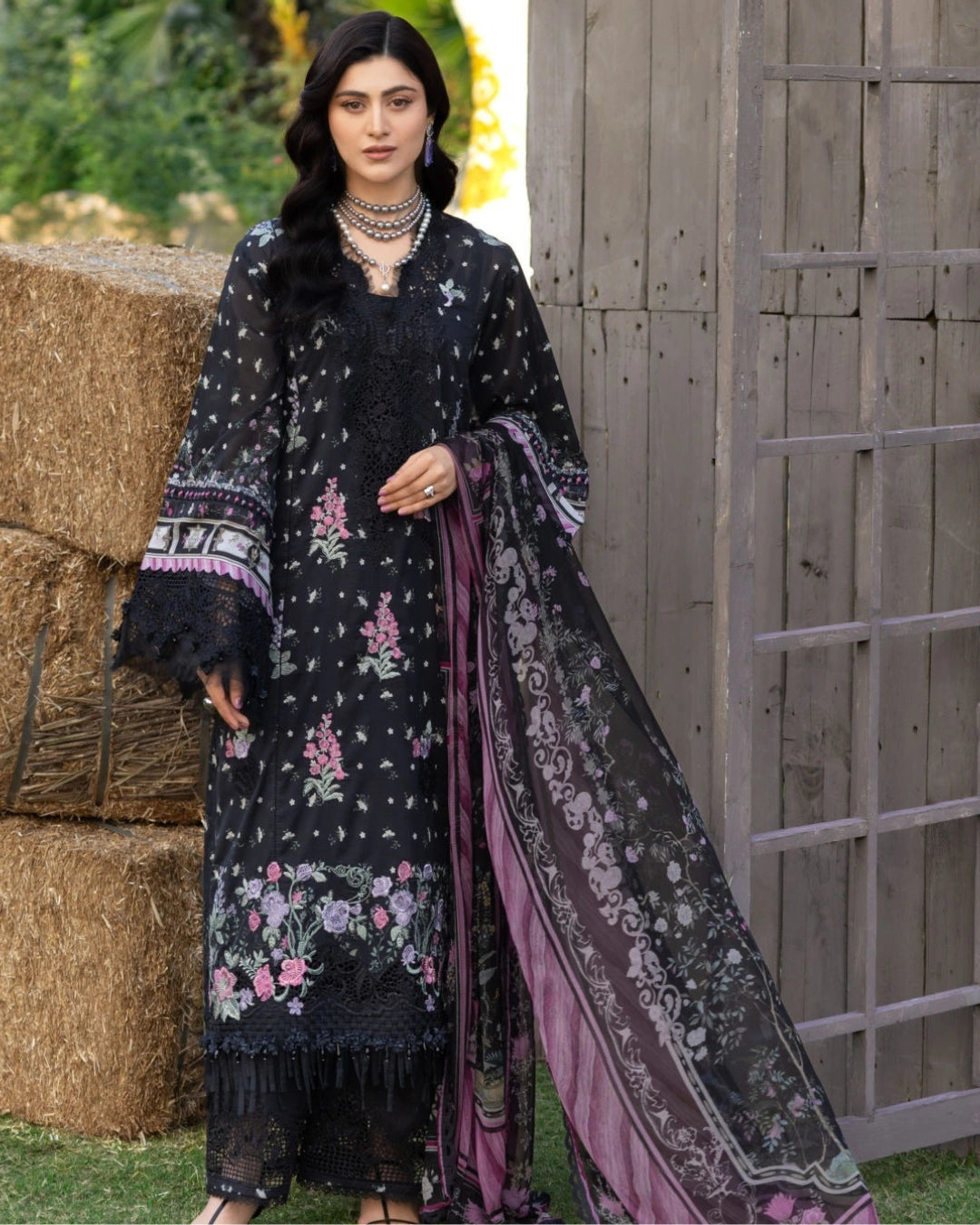 ELAF PREMIUM - Chikankari - Prints Collection with Chiffon (unstitched)