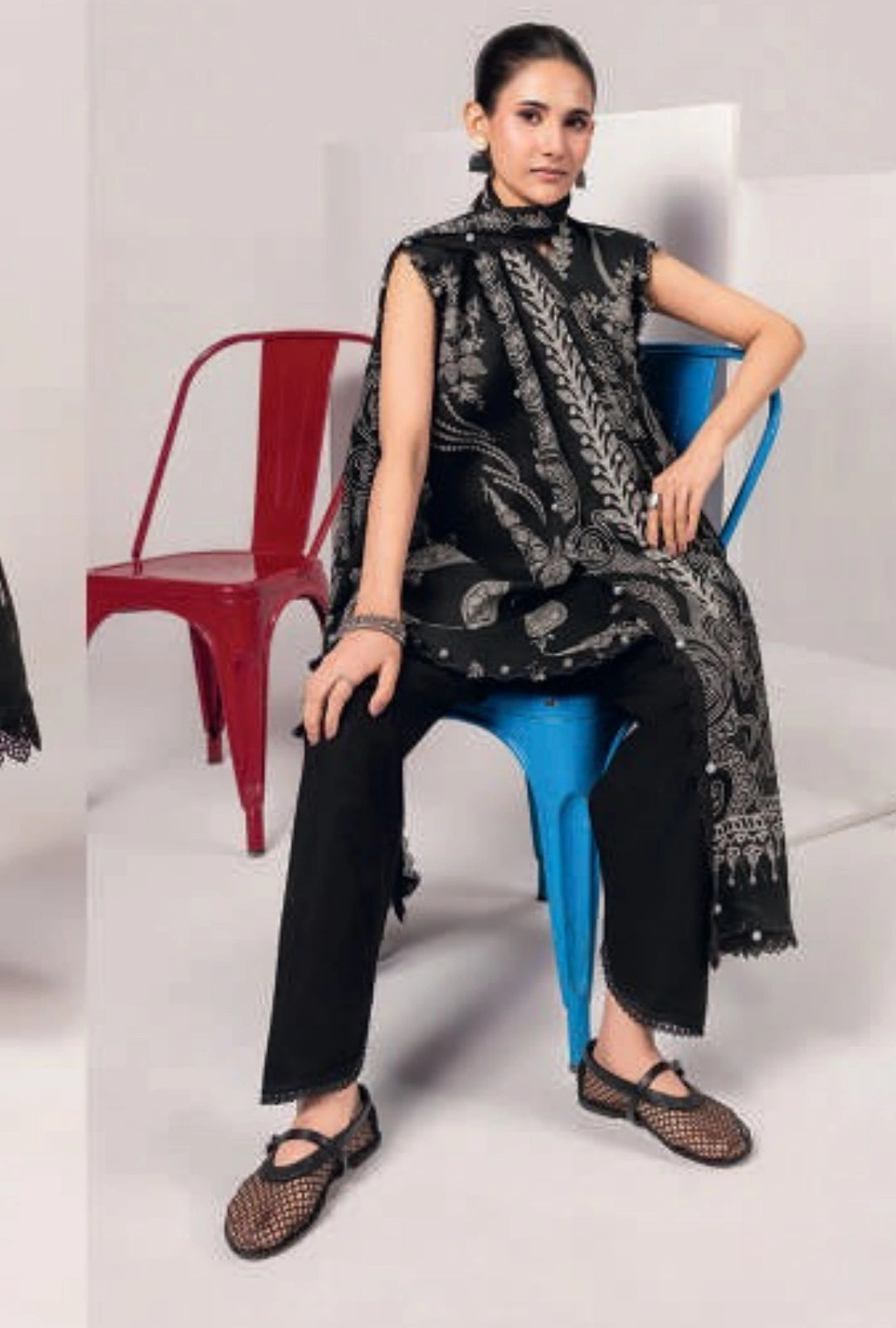 MariaB MBasics Printed & Embroidered Lawn Unstitched 3 Piece Suit (unstitched)