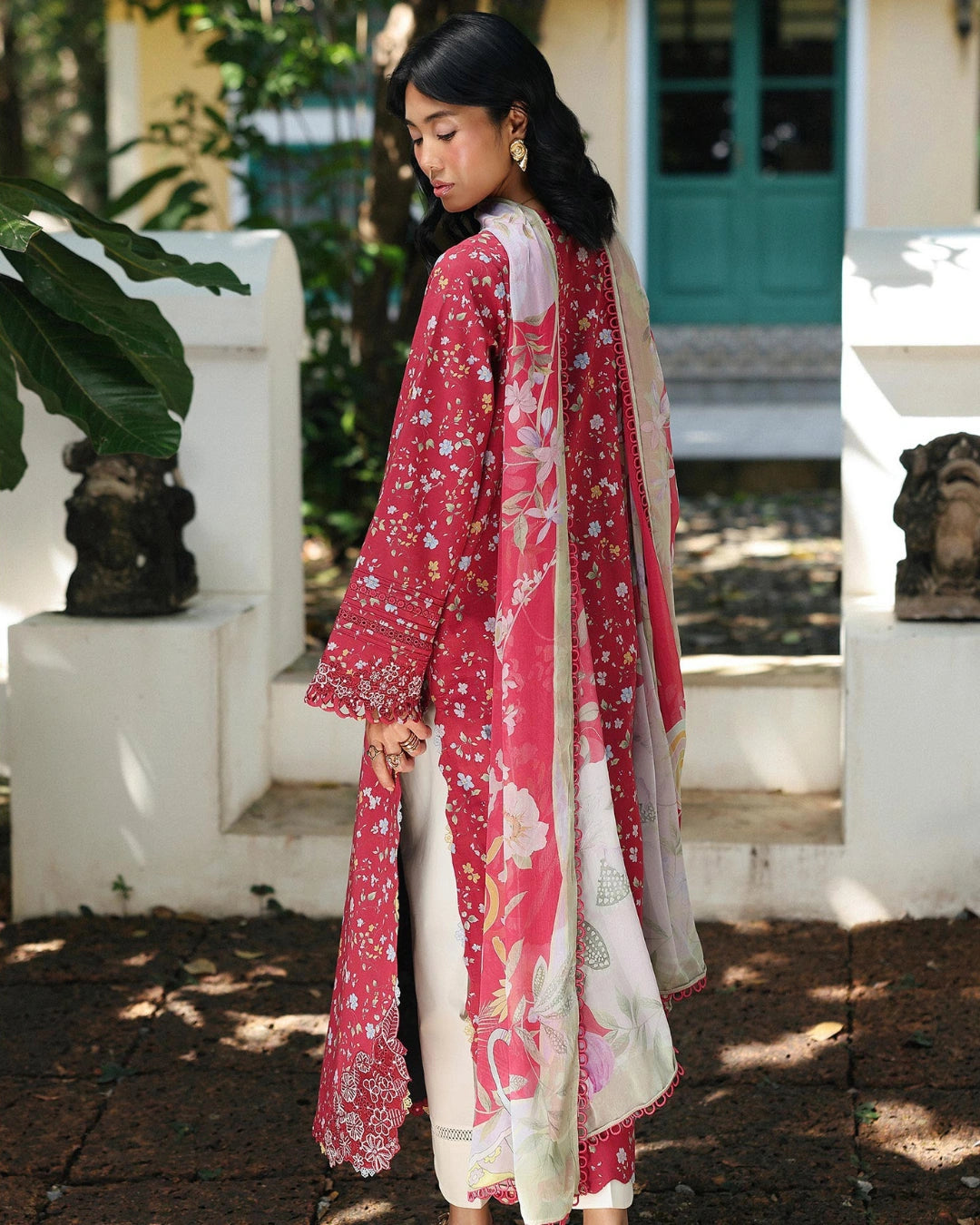 Qalamkar Qprints | Digital Printed Lawn Chikankari Embroidered Unstitched Suit | LENA