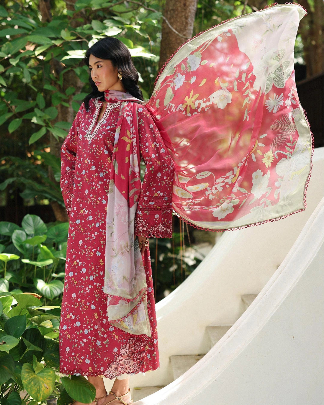 Qalamkar Qprints | Digital Printed Lawn Chikankari Embroidered Suit | LENA