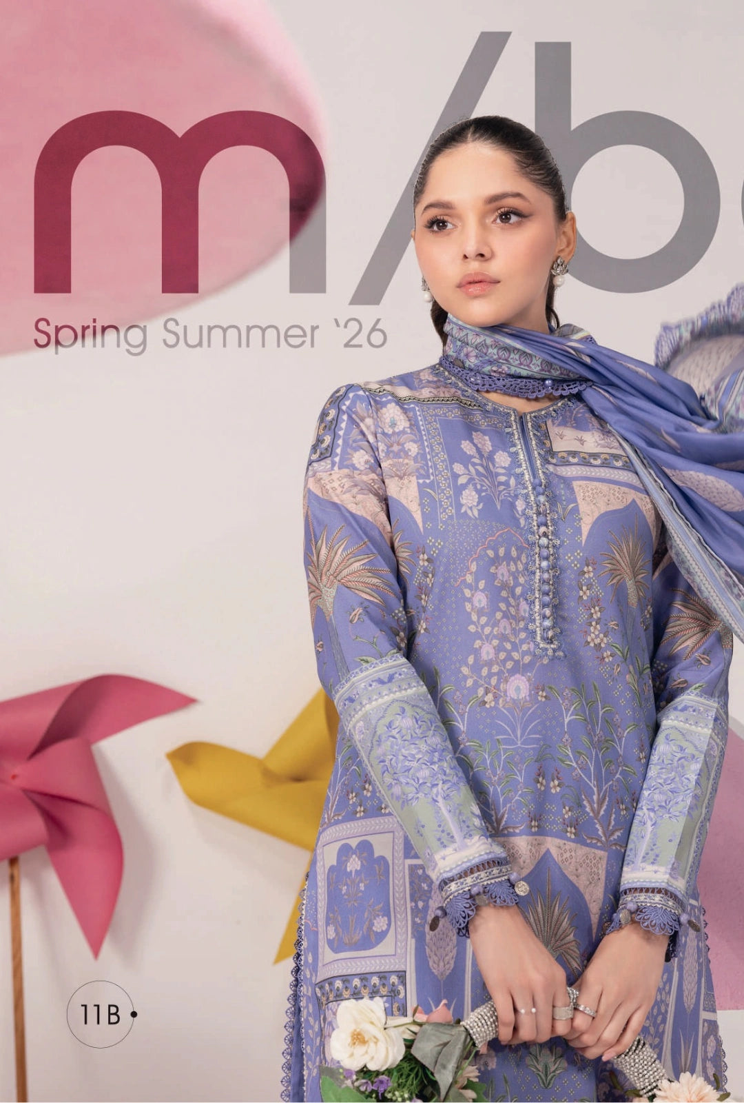 MariaB MBasics Printed & Embroidered Lawn Unstitched 3 Piece Suit (unstitched)