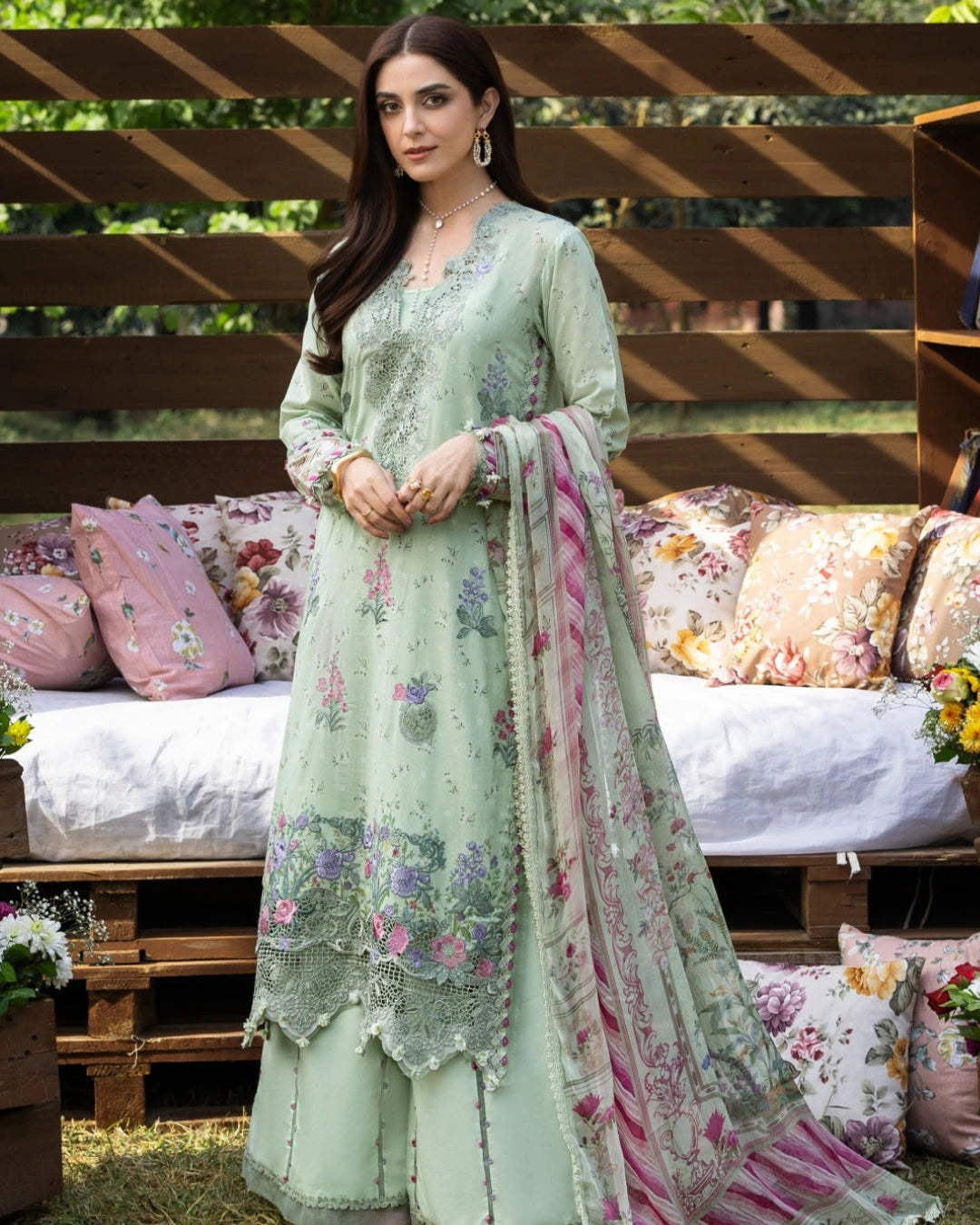 ELAF PREMIUM - Chikankari - Prints Collection with Chiffon (unstitched)