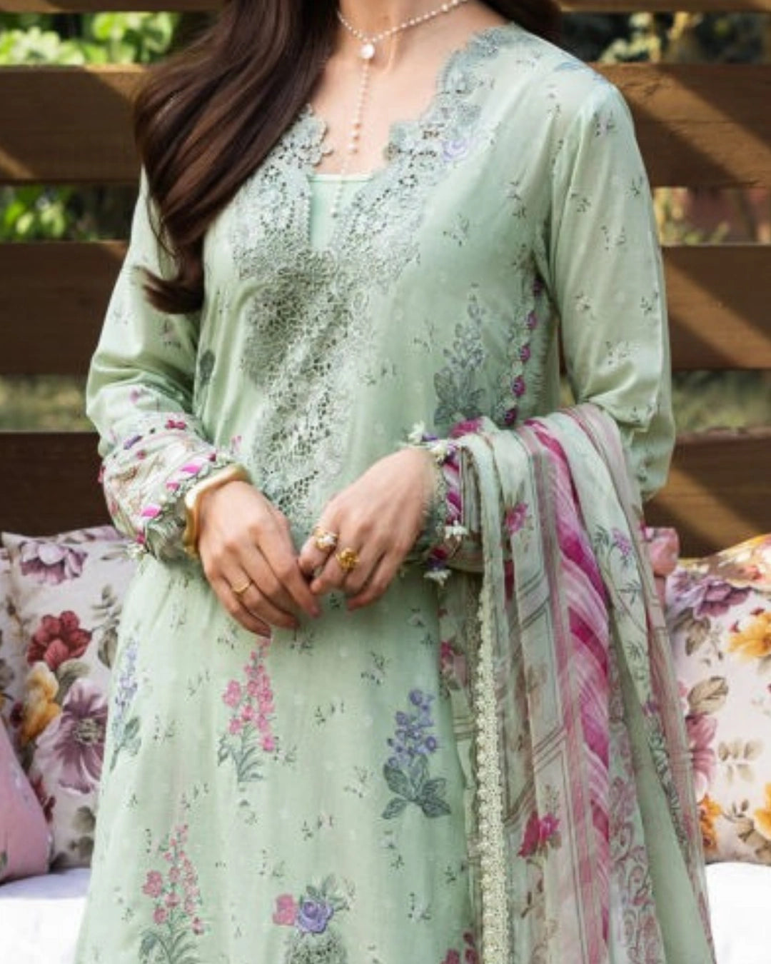 ELAF PREMIUM - Chikankari - Prints Collection with Chiffon (unstitched)