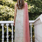 Afrozeh AUREVIA 3-Piece Unstitched Lawn Suit | Ivory Floral Embroidered Shirt with Sheer Blush Dupatta