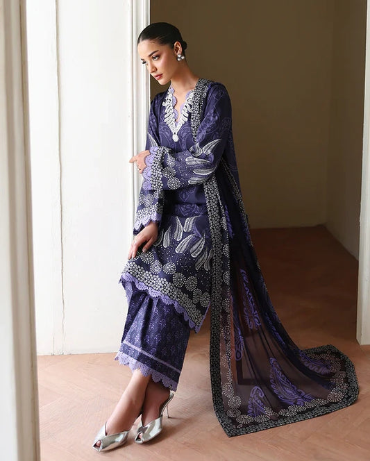 Roheenaz Éclat | Orchid Garden | Unstitched 3 Piece Lawn Suit (Printed & Embroidered)