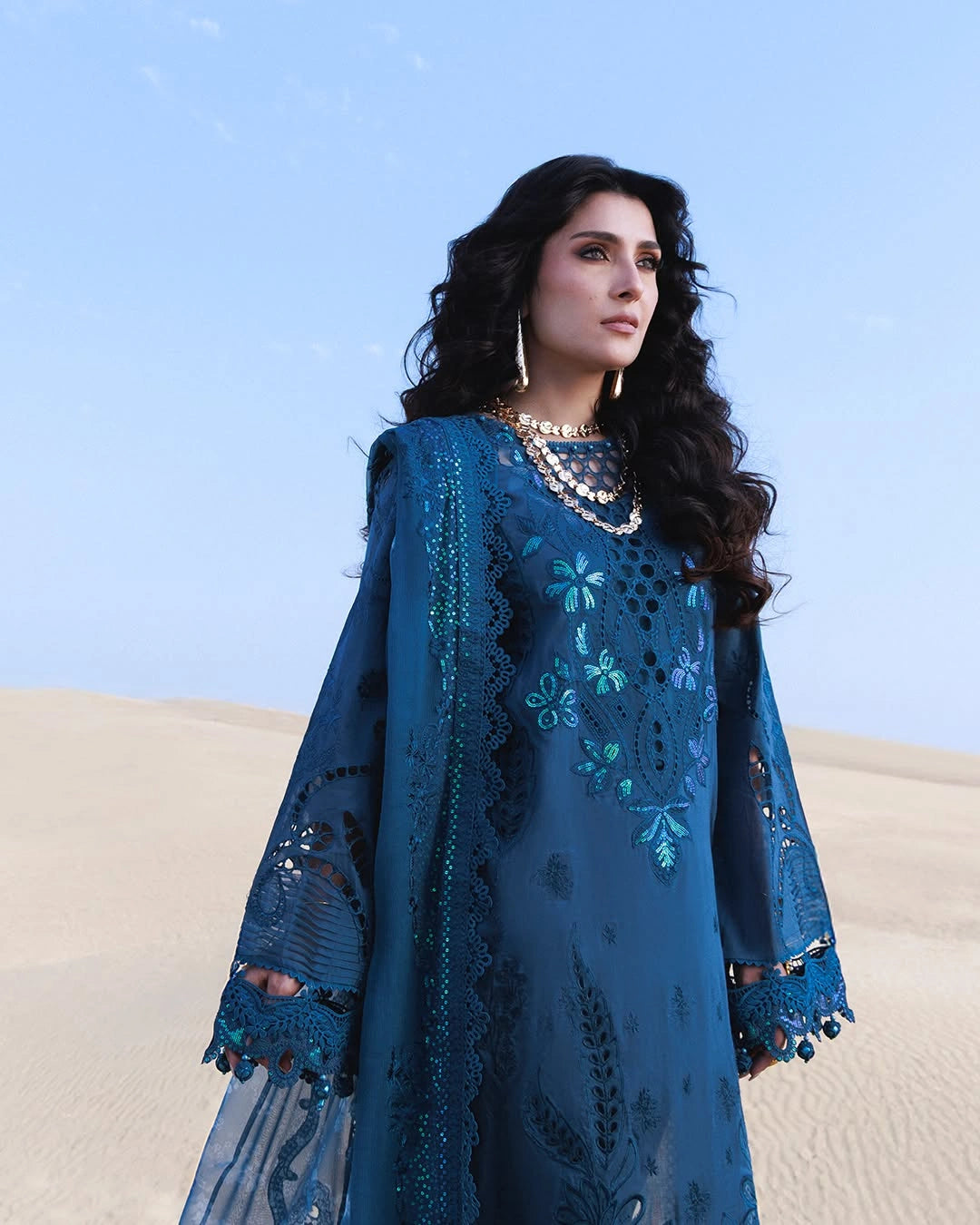 Nureh Aman – NE-05 | Luxury Embroidered Laser-Cut Lawn 3-Piece Sui
