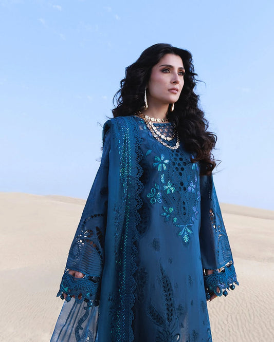 Nureh Aman – NE-05 | Luxury Embroidered Laser-Cut Lawn 3-Piece Sui