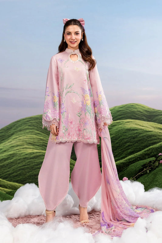 MariaB MBasics-Embroidered Lawn 3 Piece Unstitched Suit with Chiffon Dupatta (D10B)