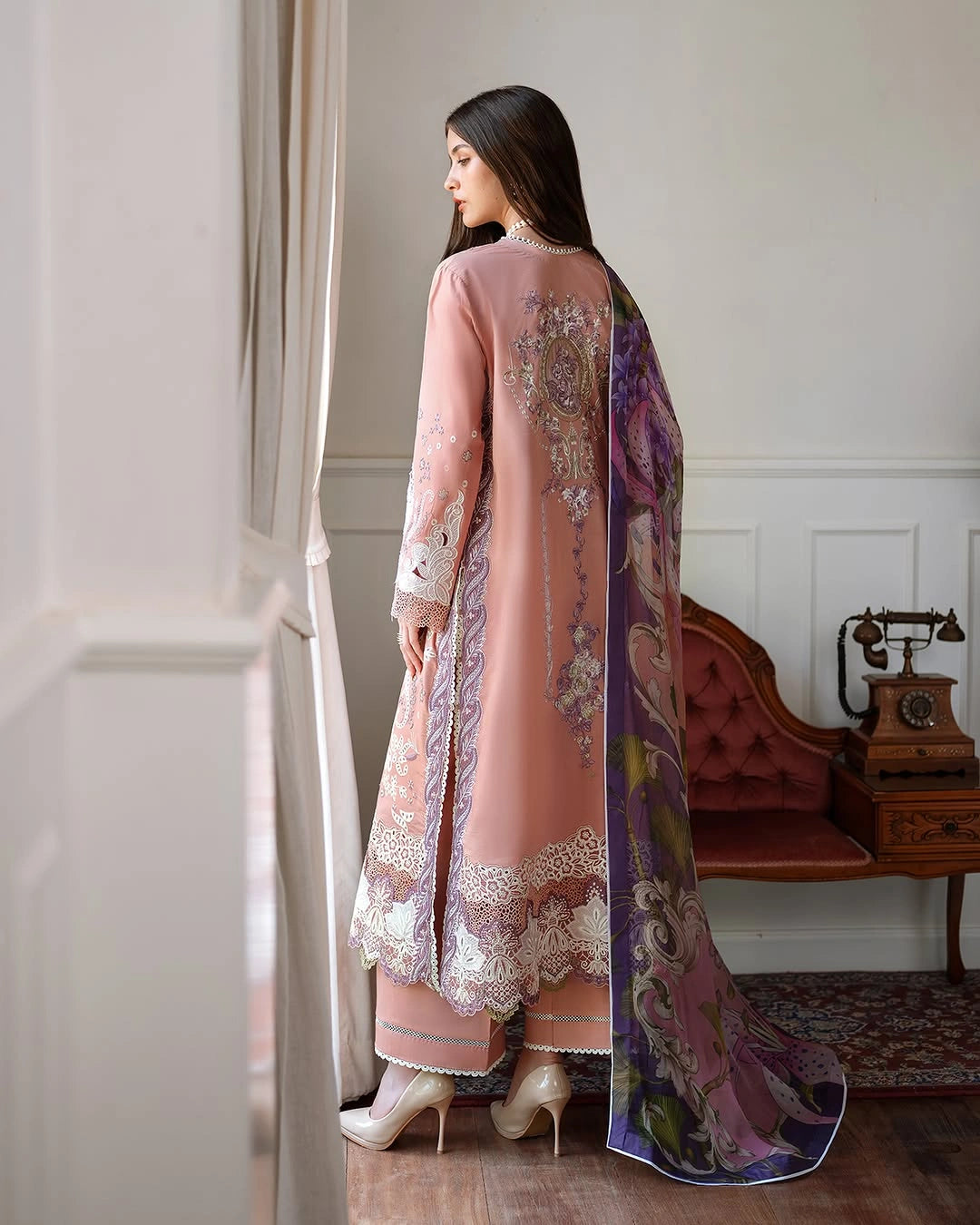 Mushq A Moi Luxury Lawn ’26 | Embroidered 3-Piece Unstitched Suit (Daisy Chain)