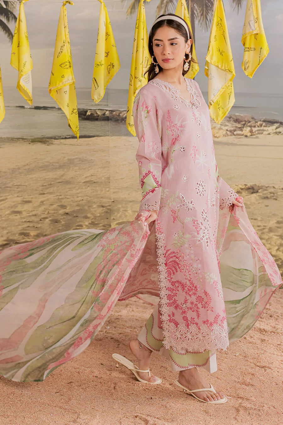 Nureh Embroidered & Printed Lawn paired Stitched 3 Piece Suit (NP-804)