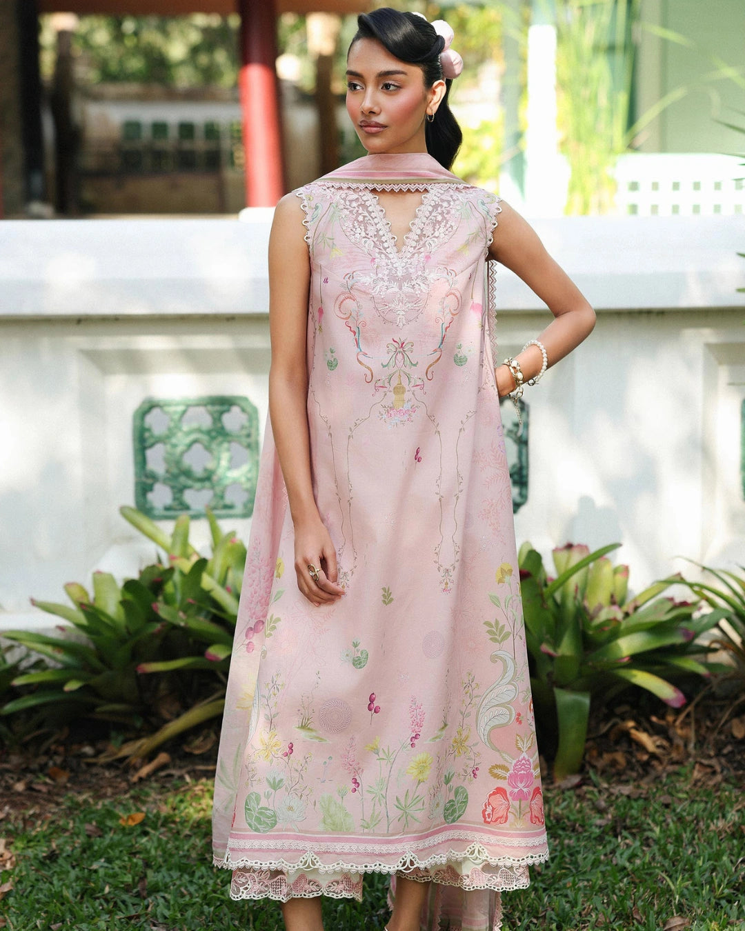 Qalamkar Qprints | Digital Printed Lawn Chikankari Embroidered Suit | IONA