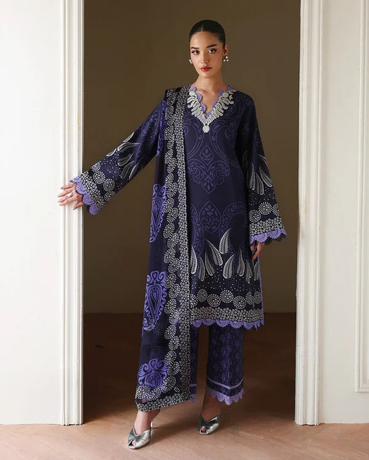 Roheenaz Éclat | Orchid Garden | Unstitched 3 Piece Lawn Suit (Printed & Embroidered)