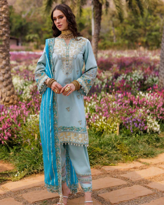 Charizma Zouq Eid Premium 3-Piece Embroidered Lawn Suit (Unstitched) CZ5-02