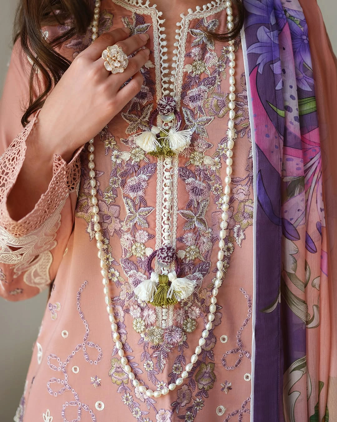 Mushq A Moi Luxury Lawn ’26 | Embroidered 3-Piece Unstitched Suit (Daisy Chain)