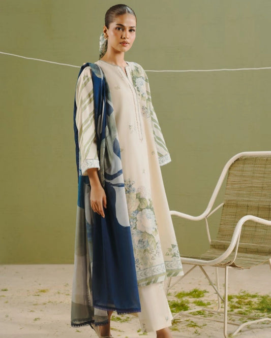 Coco By Zara Shahjahan 3-Piece Embroidered Lawn Suit (ZEYA-1B)
