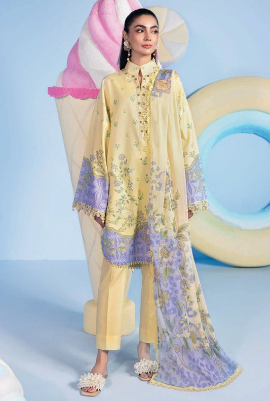 MariaB MBasics Printed & Embroidered Lawn Unstitched 3 Piece Suit (unstitched)