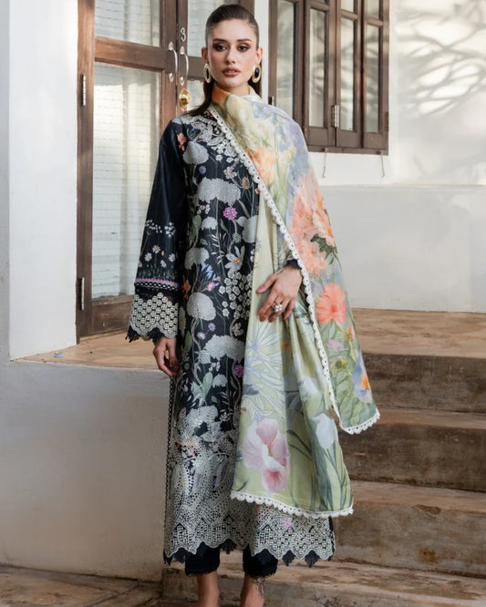 Aabyaan Shezlin Chikankari Lawn 2026 – Embroidered 3 Piece Suit (Unstitched) AZ-02