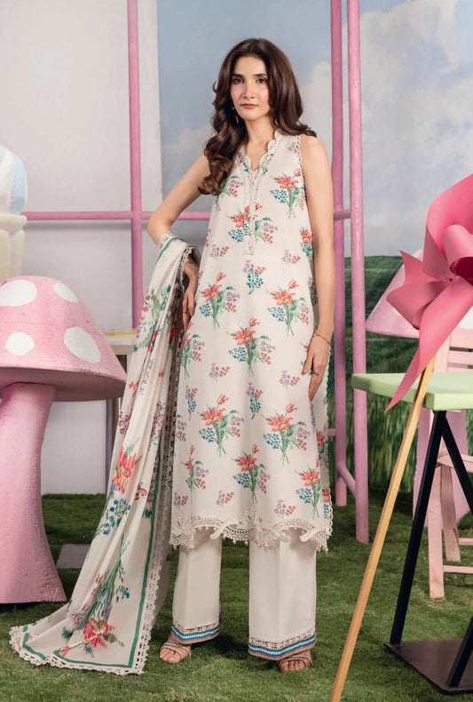MariaB MBasics Printed & Embroidered Lawn Unstitched 3 Piece Suit (unstitched)