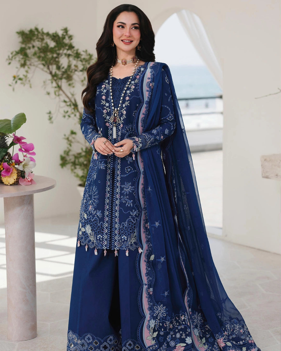 Qalamkar 3-Piece Chikankari Embroidered Luxury Lawn Suit (Unstitched) SA #16