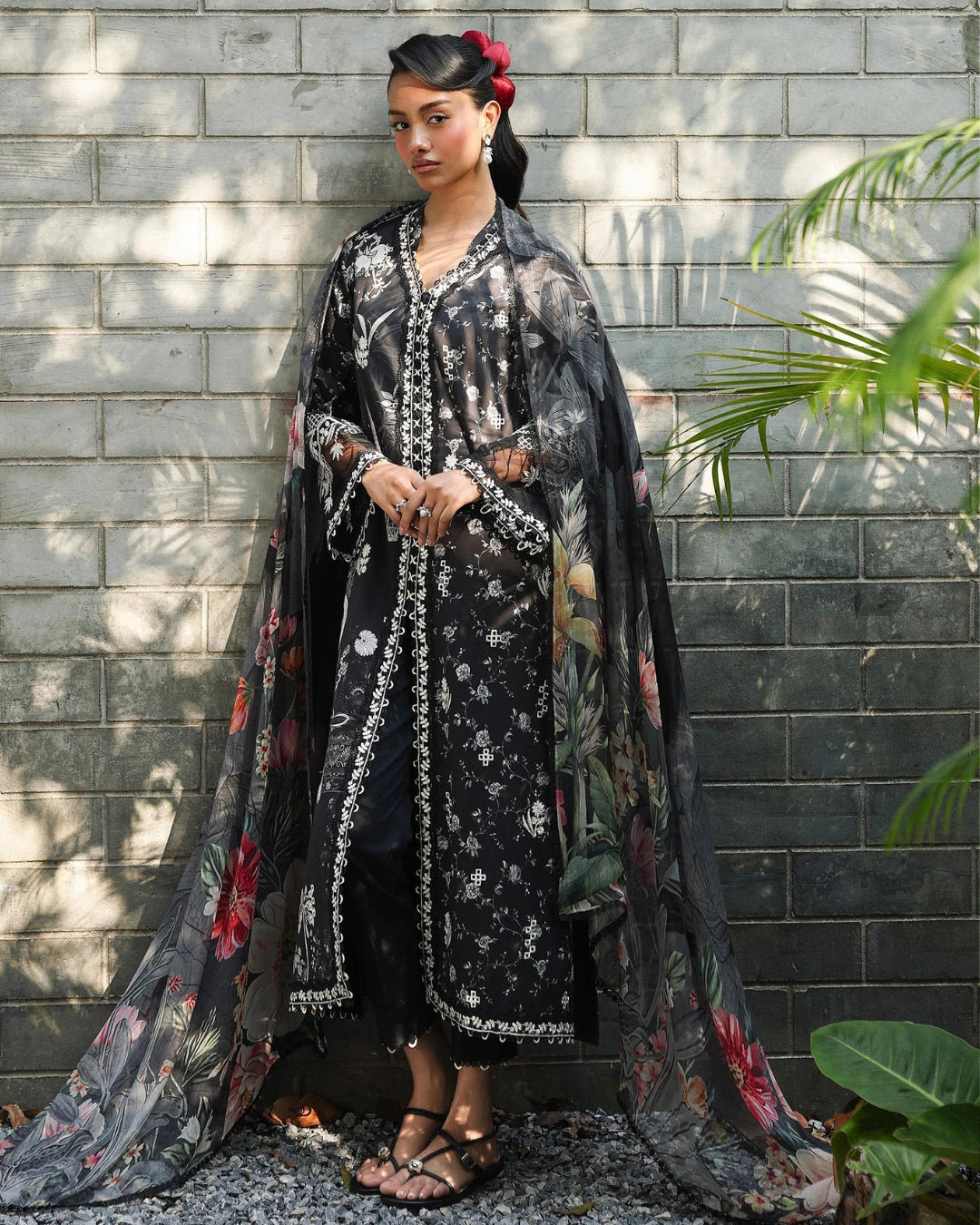 Qalamkar Qprints | Digital Printed Lawn Chikankari Embroidered Unstitched Suit | EAVAN