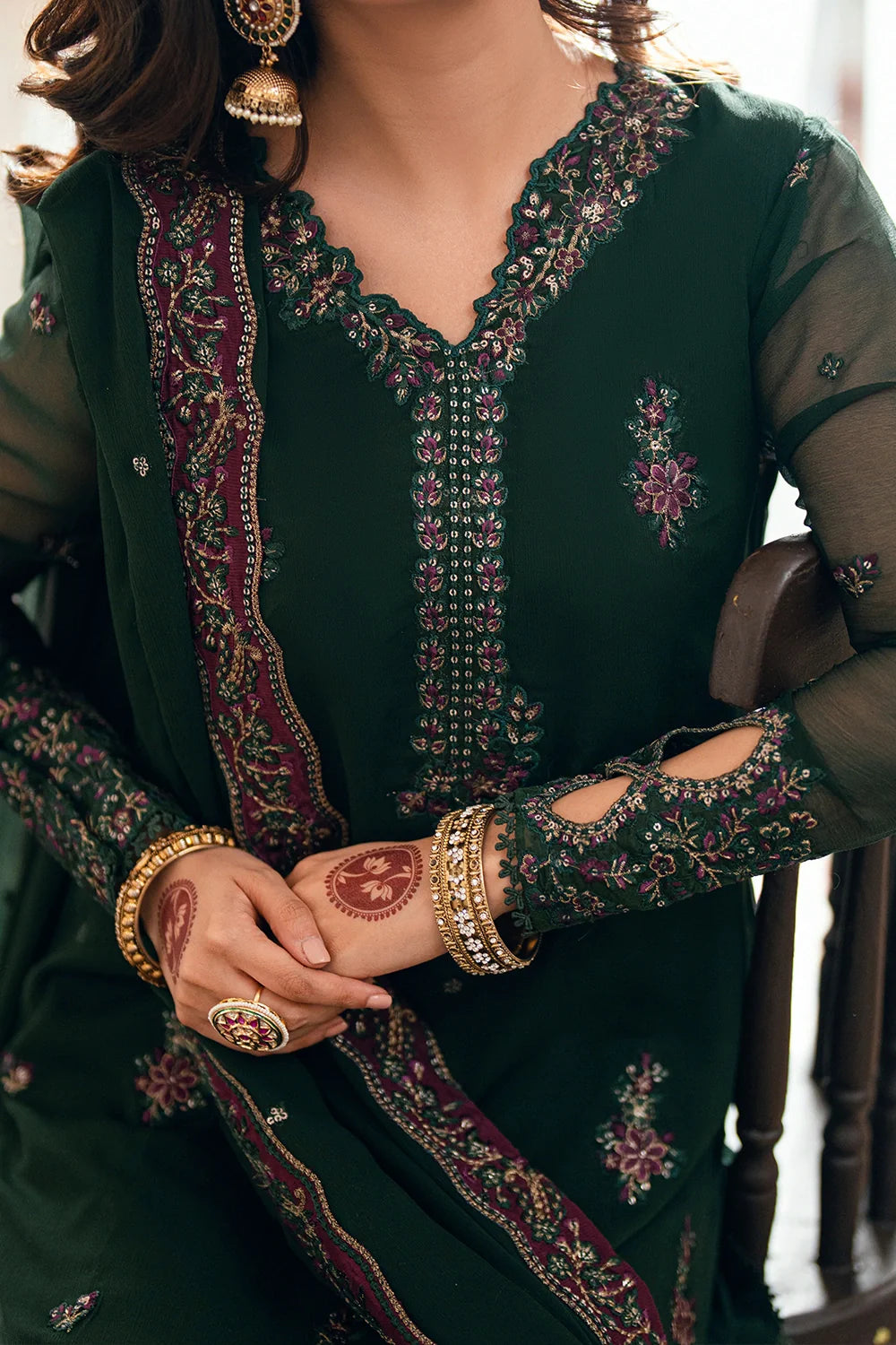 Azure Ensembles '26 - Premium 3 Piece Unstitched Suit (Glimmer Green)