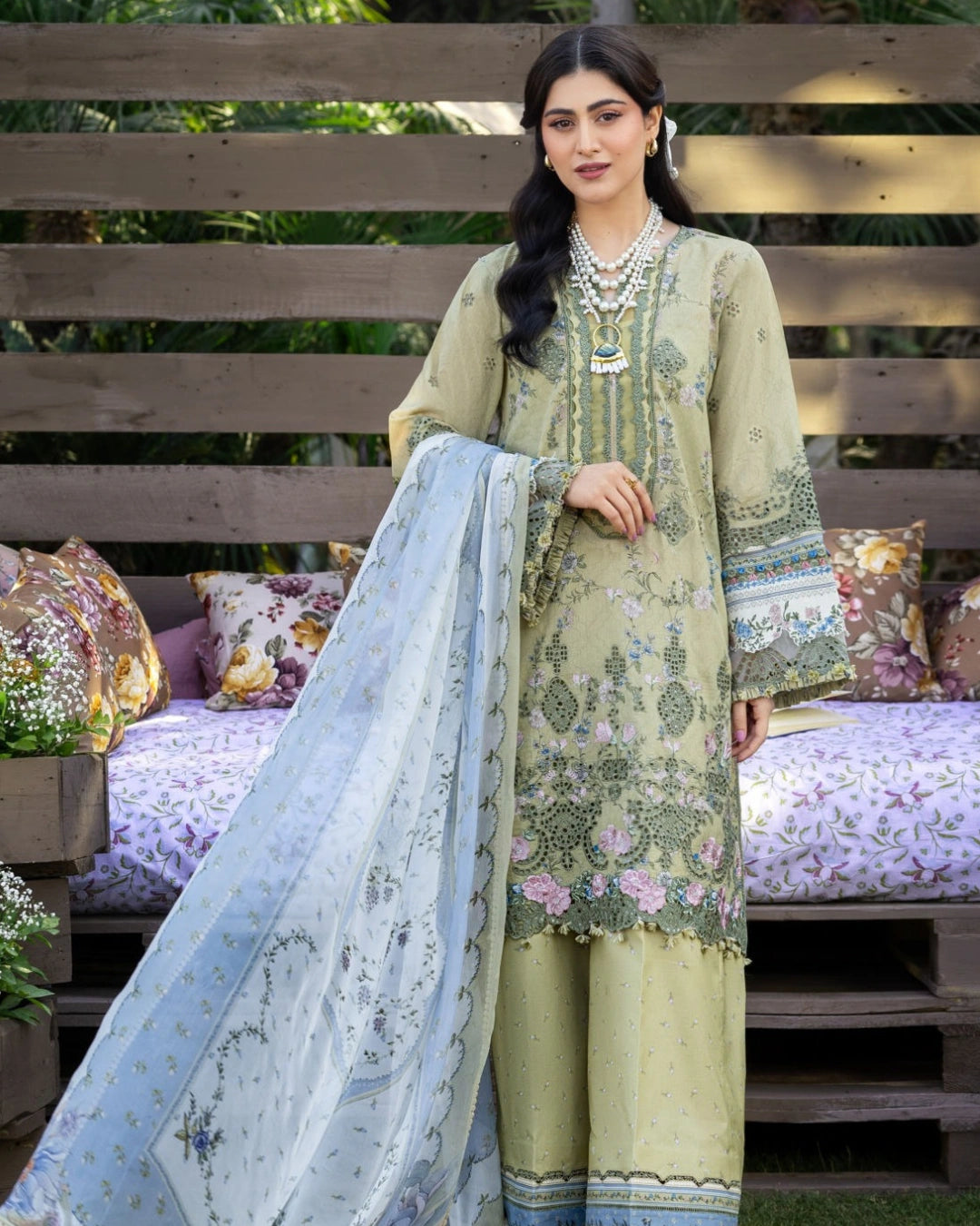 ELAF PREMIUM - Chikankari - Prints Collection with Chiffon (unstitched)
