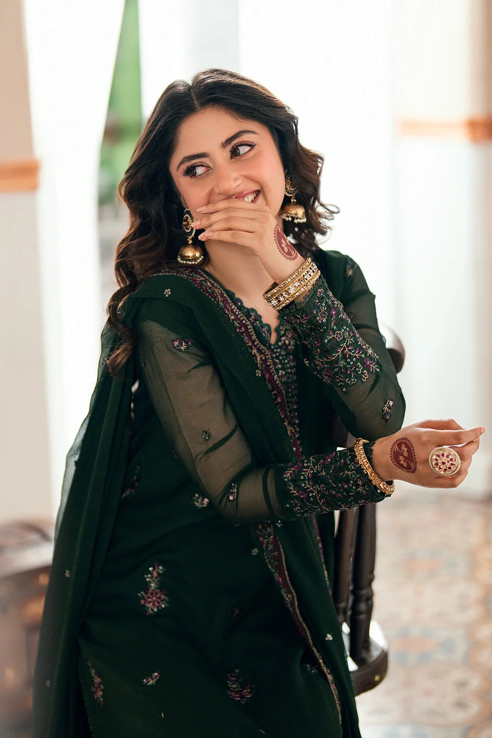 Azure Ensembles '26 - Premium 3 Piece Unstitched Suit (Glimmer Green)