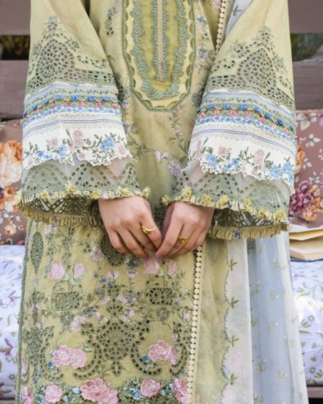 ELAF PREMIUM - Chikankari - Prints Collection with Chiffon (unstitched)