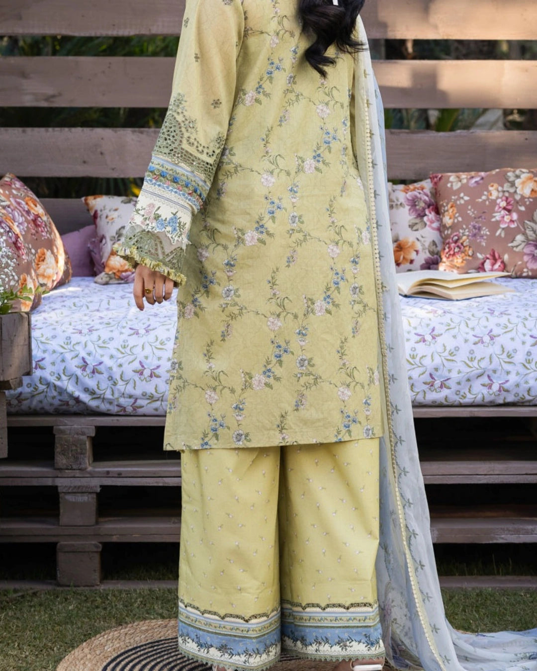 ELAF PREMIUM - Chikankari - Prints Collection with Chiffon (unstitched)