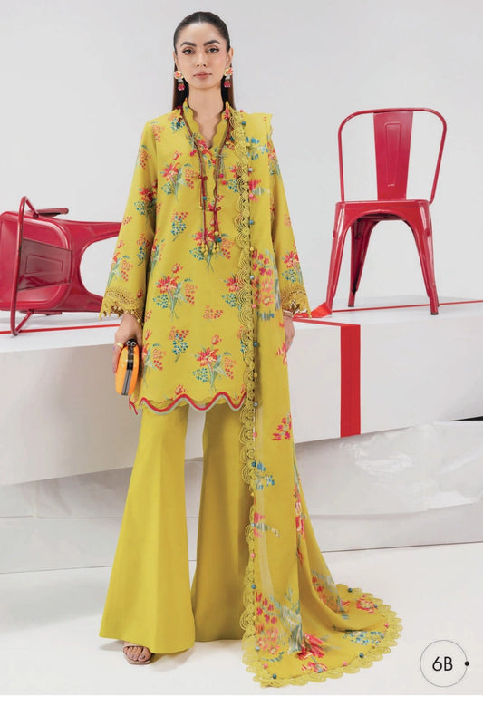 MariaB MBasics Printed & Embroidered Lawn Unstitched 3 Piece Suit (unstitched)
