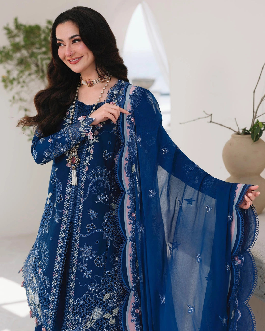 Qalamkar 3-Piece Chikankari Embroidered Luxury Lawn Suit (Unstitched) SA #16