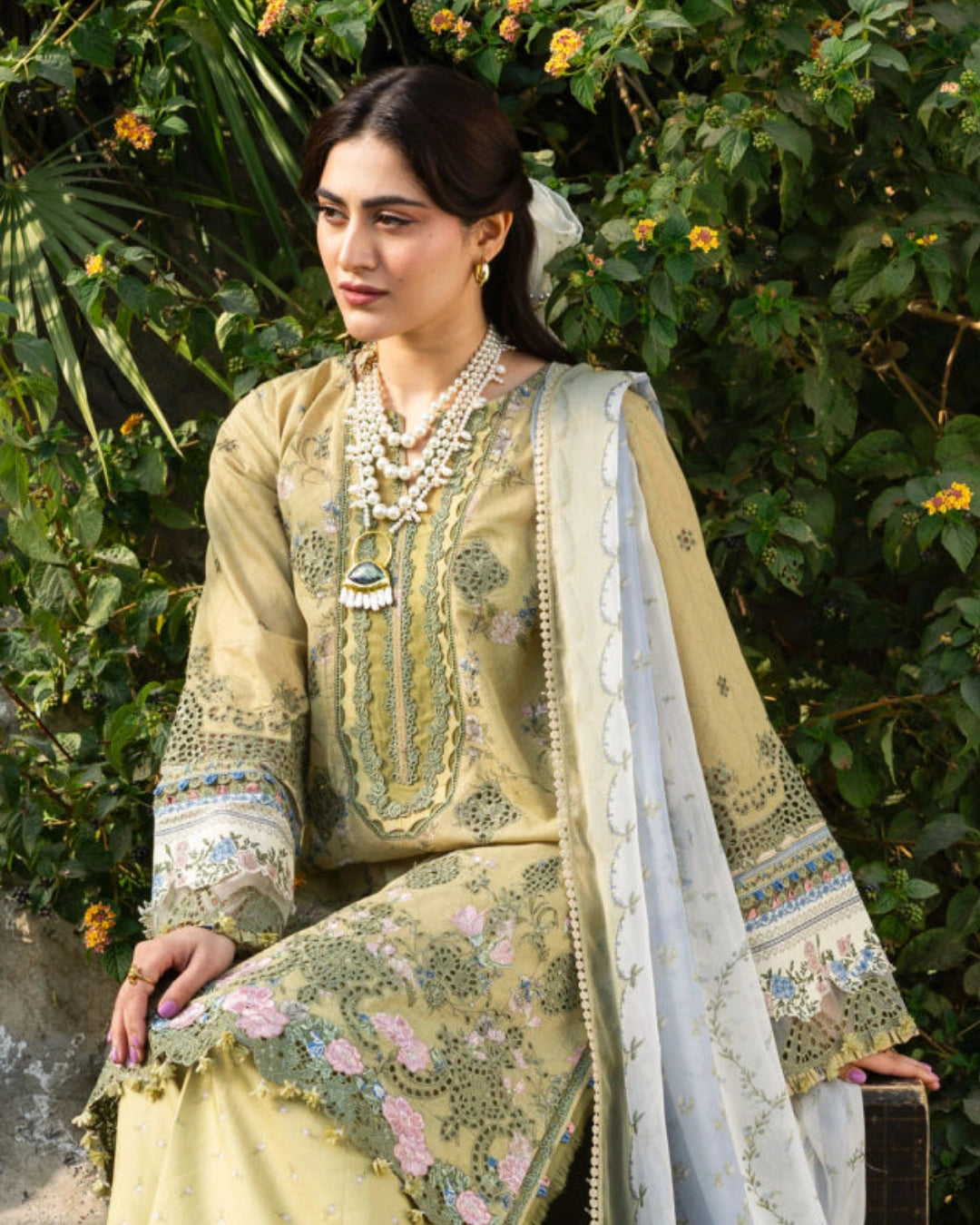 ELAF PREMIUM - Chikankari - Prints Collection with Chiffon (unstitched)