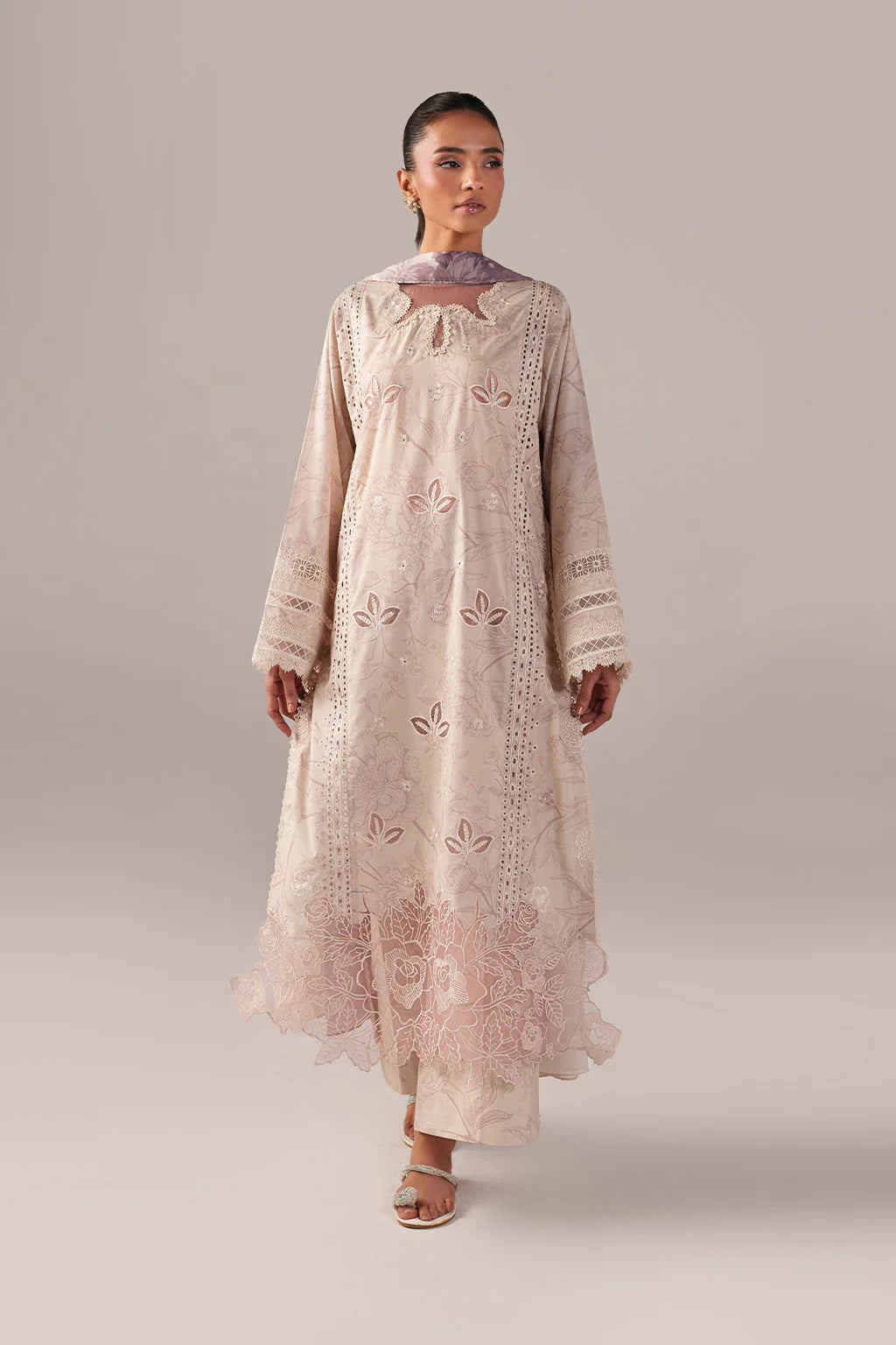 Iznik spring summerPearl White Embroidered Lawn 3 Piece stitched Suit (SS-01)
