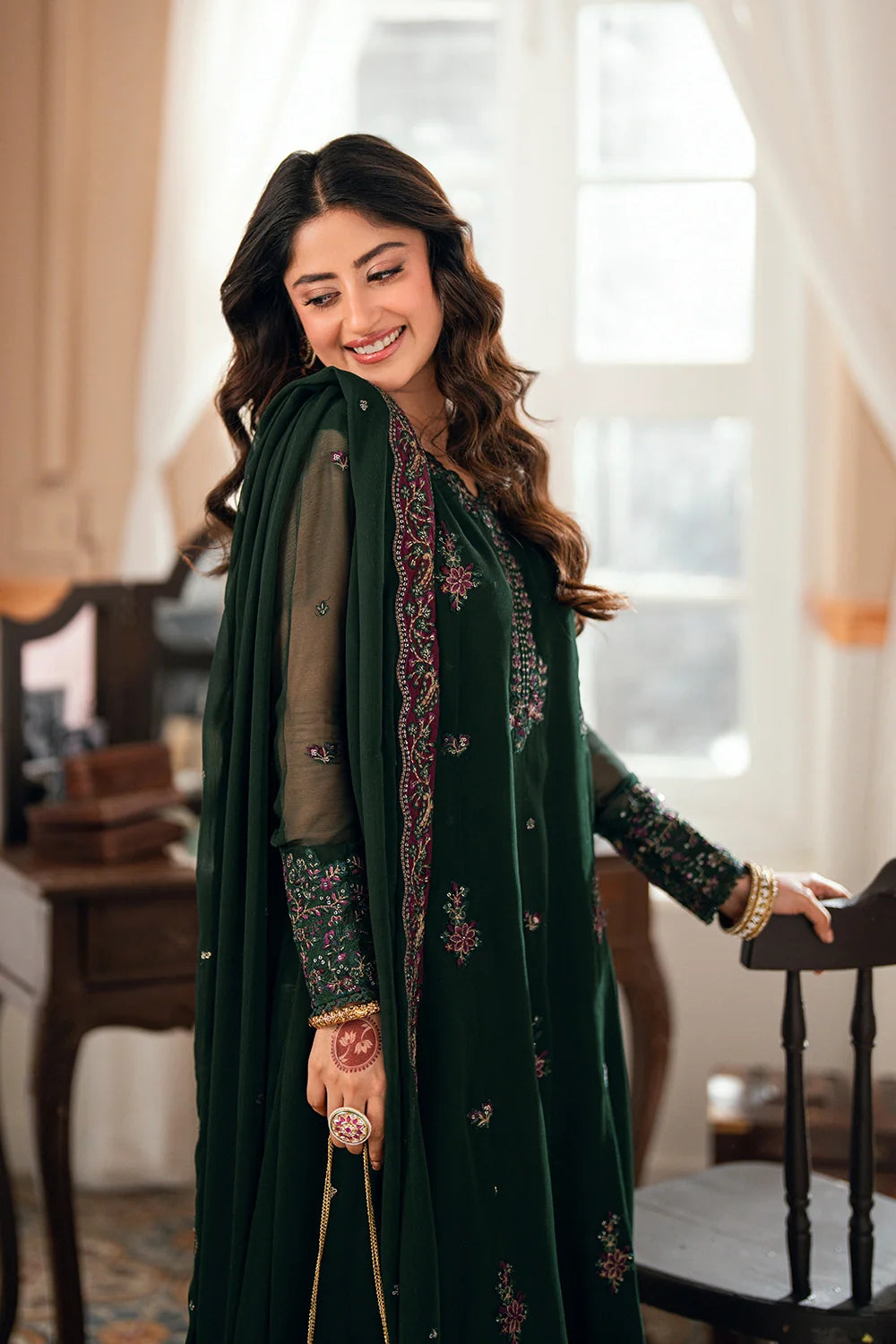 Azure Ensembles '26 - Premium 3 Piece Unstitched Suit (Glimmer Green)