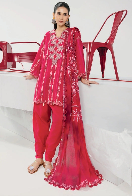 MariaB MBasics Printed & Embroidered Lawn Unstitched 3 Piece Suit (unstitched)